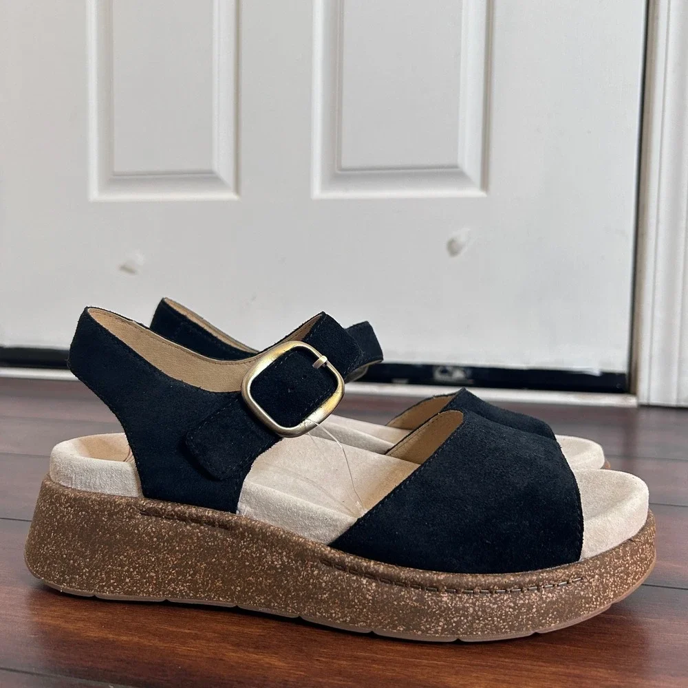 Dansko Bianca Chunky Platform Wedge Suede Sandals Women size 41 NWOB $150